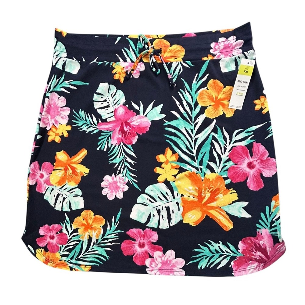 Agnes & Dora Live In Skirt Womens Size XXL Blue Multicolor Stretch USA Made NWT
